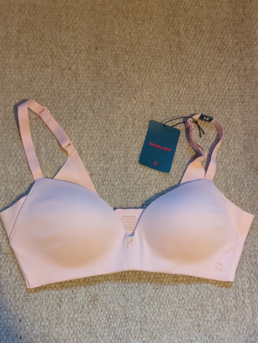 Women's Tommy John Comfort Smoothing Lightly Lined Wireless Bra Peachskin NWT